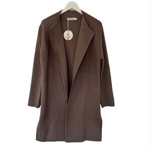 ANRABESS Open Front Knit Cardigan Long Sleeve Sweater Duster Taupe Thick XL